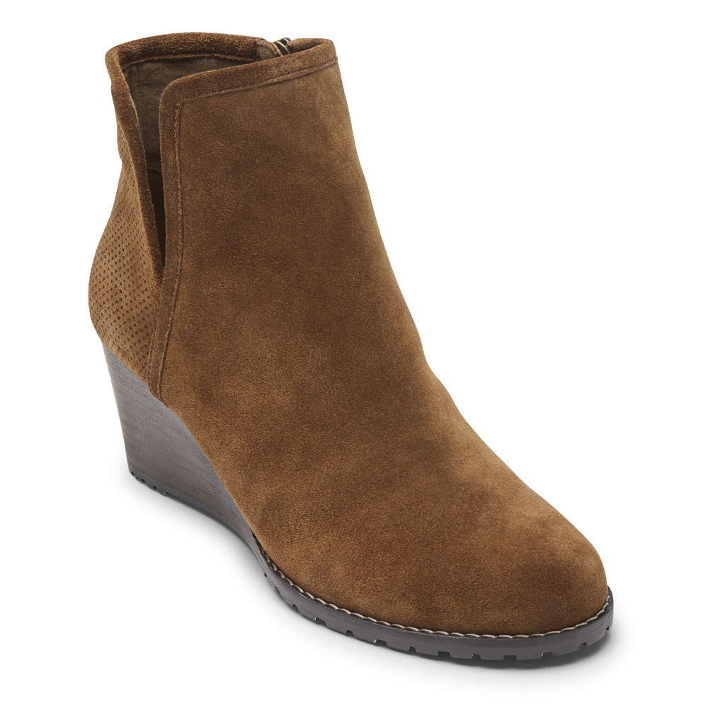 Rockport Singapore Womens Booties - Hollis V-Cut Brown - VO5140238